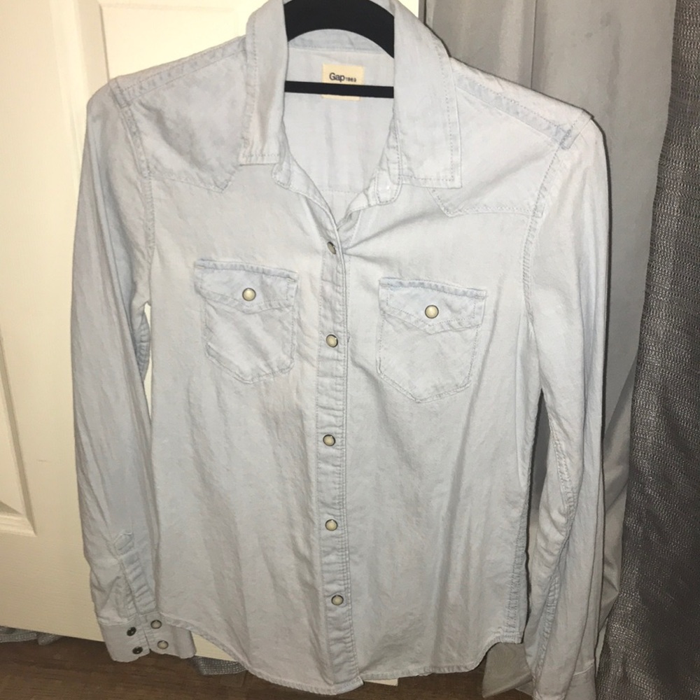 GAP western style light denim button down XS EUC - Picture 1 of 4